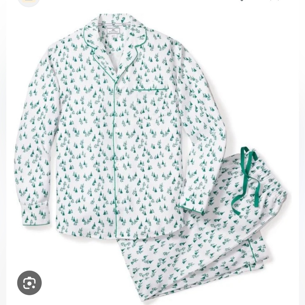 Petite Plume SOLD OUT Green and White Pajama Set with Evergreen Tree print